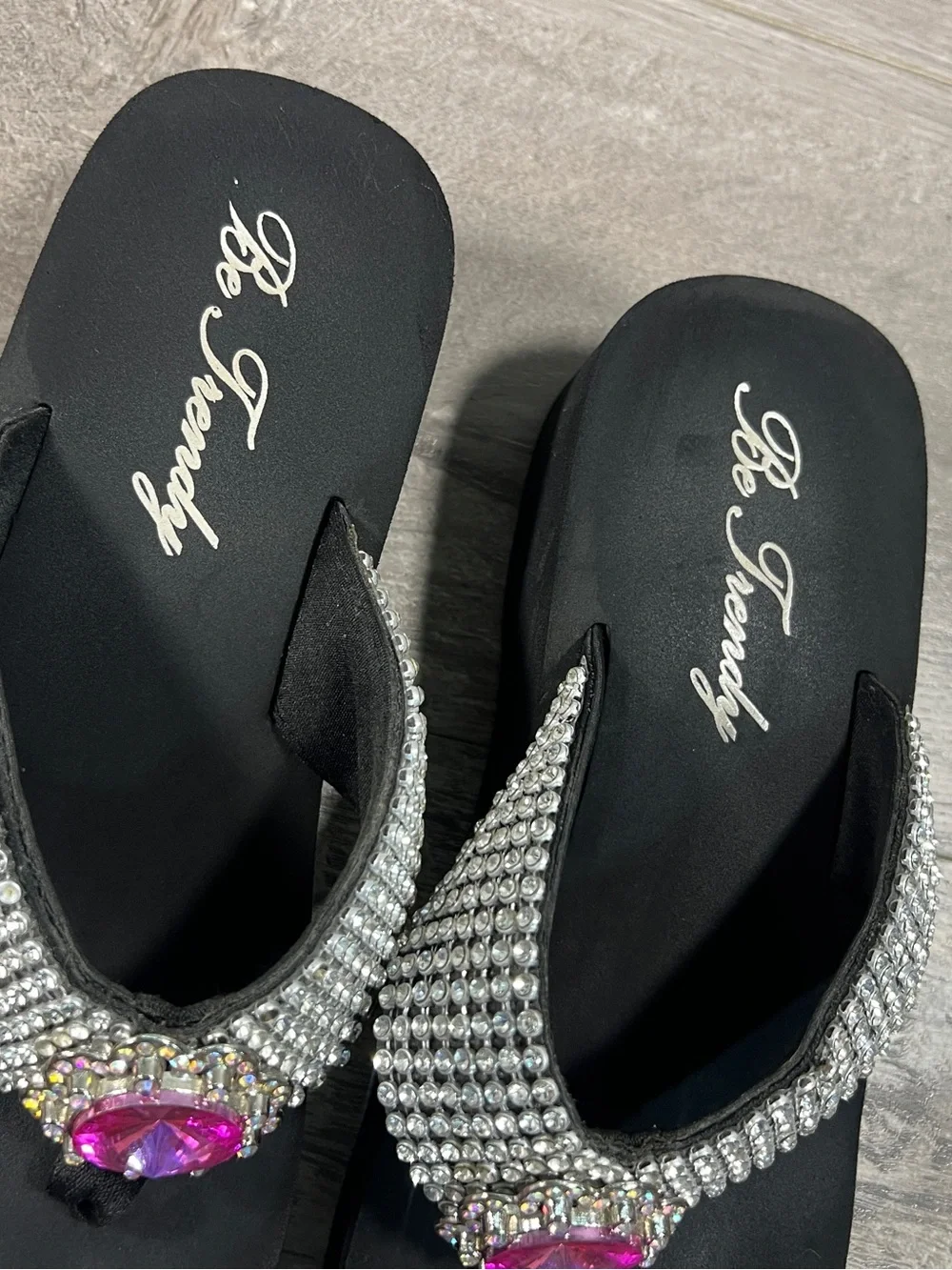 BeTrendy Rhinestone Wedge Platform Sandals Size 7